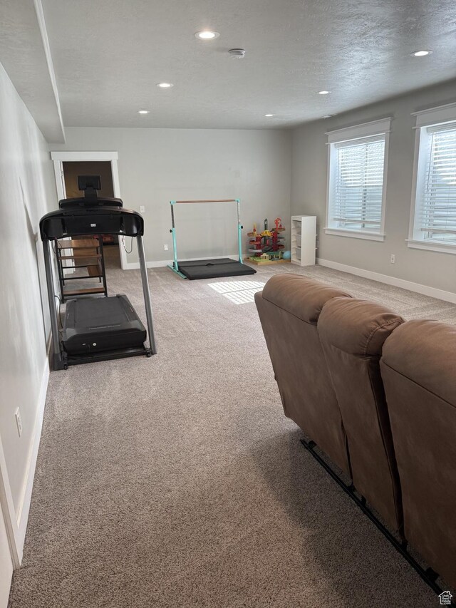 13952 S Indian Ln E, Herriman, UT 84096 - workout area featuring baseboards, recessed lighting, and carpet flooring
