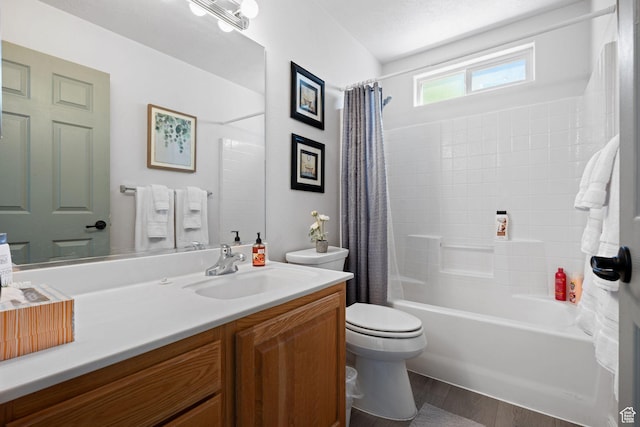 2369 S 780 W, Hurricane, UT 84737 - full bath featuring shower / bath combo with shower curtain, wood finished floors, toilet, and vanity