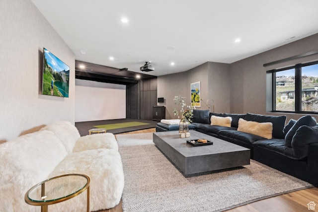 4014 Aspen Camp Loop, Park City, UT 84098 - home theater room with recessed lighting and wood finished floors