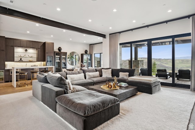 4014 Aspen Camp Loop, Park City, UT 84098 - living room featuring recessed lighting, bar area, and beam ceiling