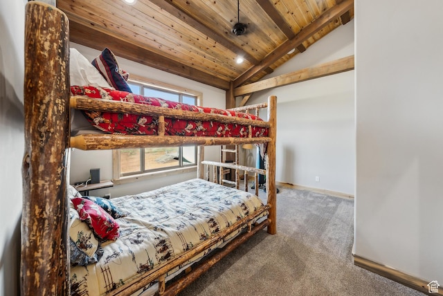 46997 W Thunder Ridge Rd, Fruitland, UT 84027 - bedroom featuring recessed lighting, carpet, baseboards, wood ceiling, and lofted ceiling
