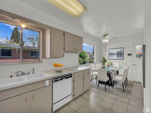 8323 S Adams St, Midvale, UT 84047 - kitchen featuring dishwasher, a ceiling fan, light countertops, and a sink