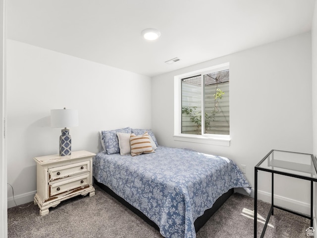 bedroom featuring carpet, visible vents, and baseboards