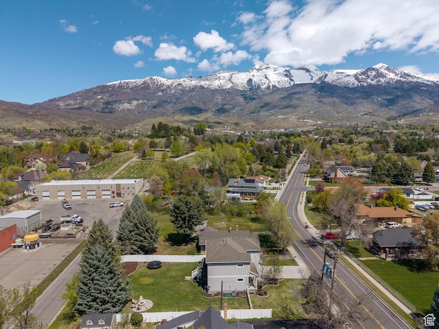 drone / aerial view with a mountain view