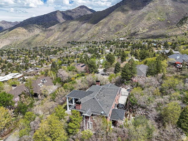 aerial view featuring a mountain view