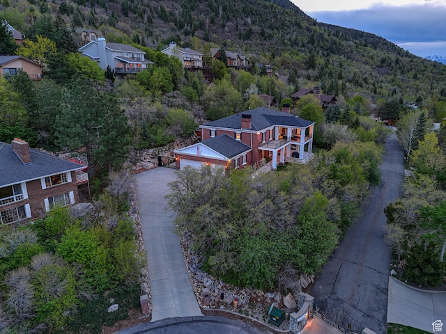 aerial view with a mountain view