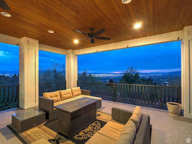 view of patio featuring outdoor lounge area and a ceiling fan