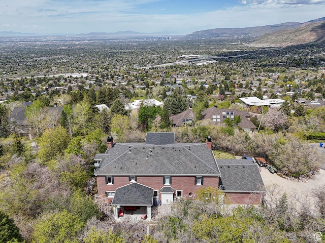 aerial view with a mountain view