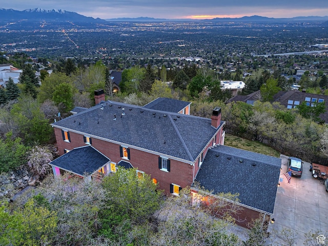 aerial view with a mountain view
