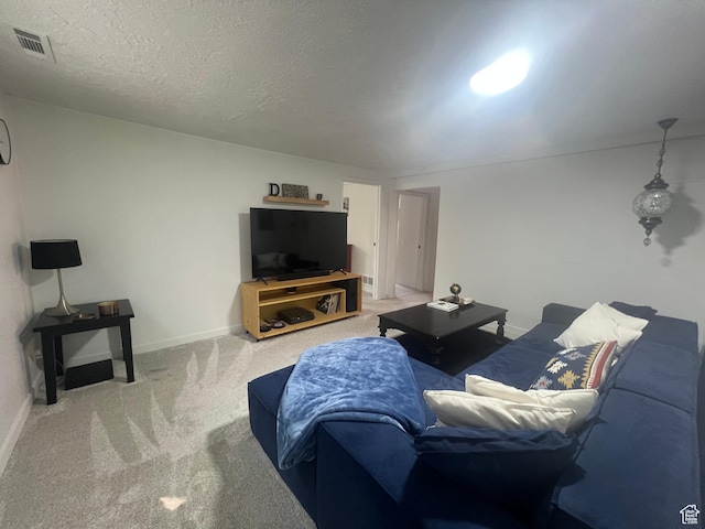 240 S 100 E, Logan, UT 84321 - carpeted living room featuring baseboards, a textured ceiling, and visible vents