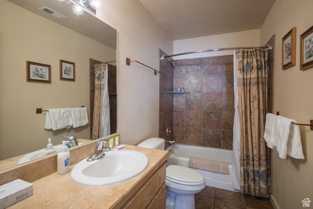 3686 S Spanish Valley Dr Unit W-4, Moab, UT 84532 - full bathroom featuring shower / bath combination with curtain, visible vents, tile patterned flooring, vanity, and toilet