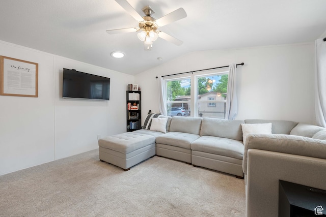 54 Cottonwood Ln, Hurricane, UT 84737 - living area with lofted ceiling, ceiling fan, and carpet floors