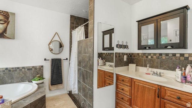 5394 W Shaggy Peak Dr, Riverton, UT 84096 - full bath with a garden tub, vanity, and tiled shower
