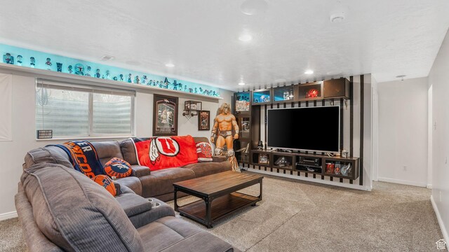 5394 W Shaggy Peak Dr, Riverton, UT 84096 - carpeted living area featuring recessed lighting and baseboards