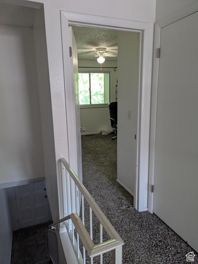 3937 S Lamplighter Way Unit 23, Riverdale, UT 84405 - hallway with carpet floors, a textured ceiling, and an upstairs landing