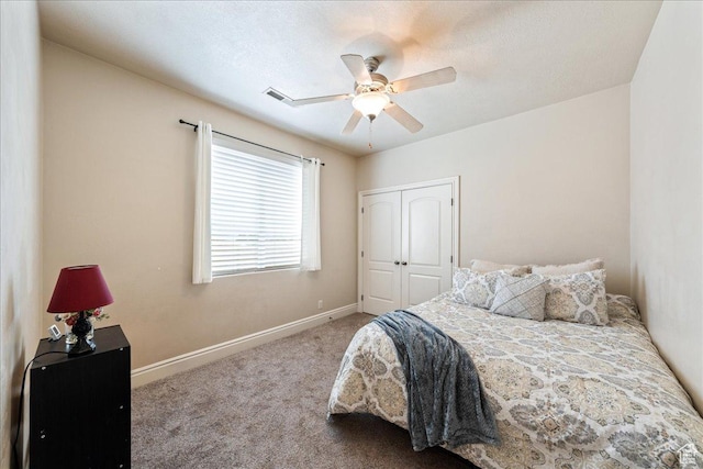 388 E 1060 S, Ivins, UT 84738 - carpeted bedroom with a closet, visible vents, a ceiling fan, and baseboards