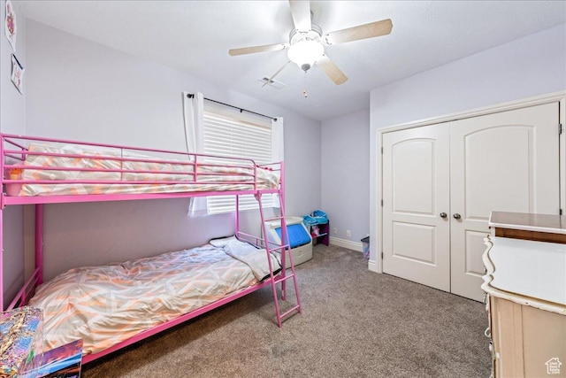 388 E 1060 S, Ivins, UT 84738 - bedroom with a closet, carpet flooring, baseboards, visible vents, and a ceiling fan