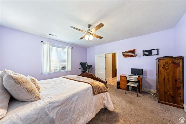 388 E 1060 S, Ivins, UT 84738 - bedroom with a ceiling fan, visible vents, light carpet, and baseboards