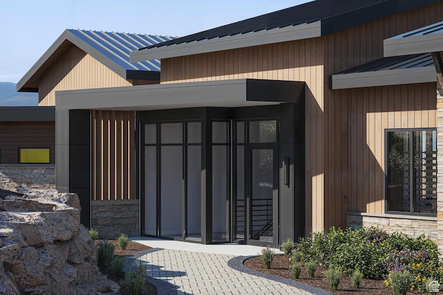 2177 E Notch Cir Unit 354, Heber City, UT 84032 - property entrance with stone siding, metal roof, and a standing seam roof
