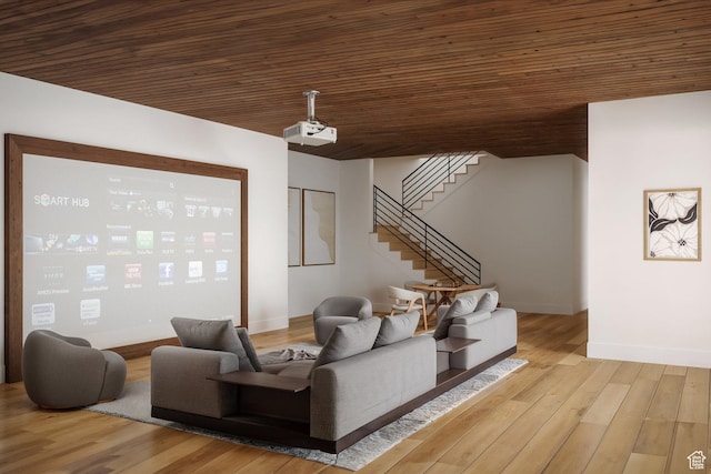 2177 E Notch Cir Unit 354, Heber City, UT 84032 - living room featuring wooden ceiling, stairway, wood finished floors, and baseboards
