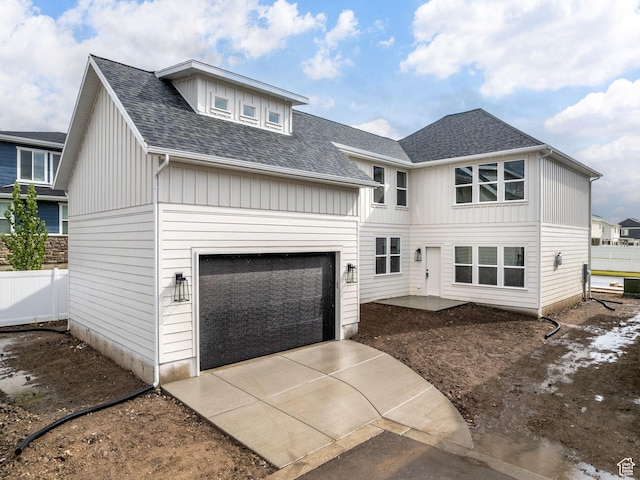 790 W 900 S, Springville, UT 84663 - view of front of house with an attached garage, fence, concrete driveway, and roof with shingles