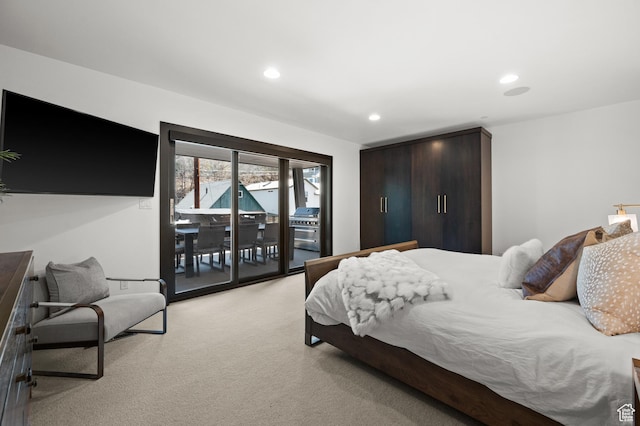 88 King Rd, Park City, UT 84060 - bedroom with light colored carpet, recessed lighting, and access to exterior