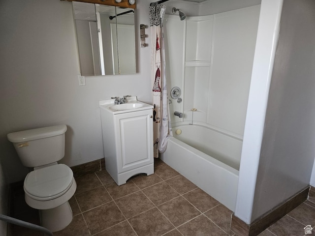 182 W 5000 S Unit B, Washington Terrace, UT 84405 - bathroom with vanity, shower / bath combo with shower curtain, toilet, baseboards, and tile patterned flooring