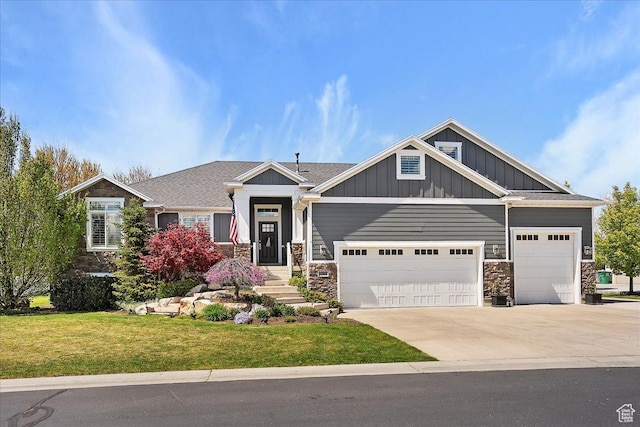 1380 Angel Crest Way, Kaysville, UT 84037 - craftsman-style house featuring stone siding, board and batten siding, and a garage