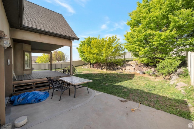 10252 S 3570 W, South Jordan, UT 84095 - view of patio / terrace featuring outdoor dining space, a deck, and a fenced backyard