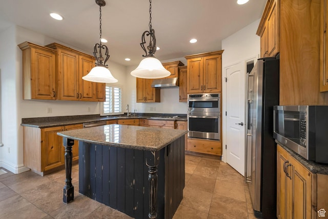 10252 S 3570 W, South Jordan, UT 84095 - kitchen featuring a sink, brown cabinets, stainless steel appliances, and under cabinet range hood