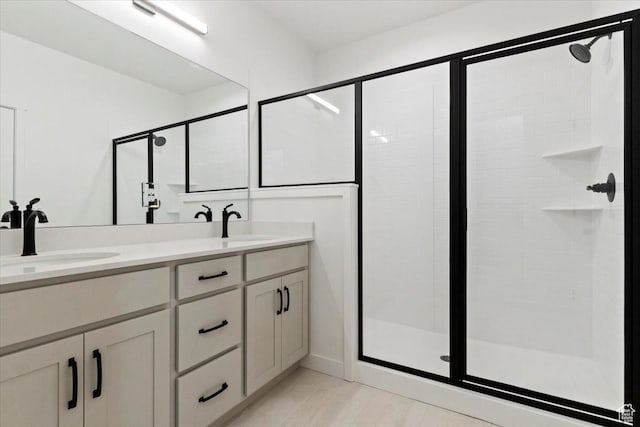 6777 W S Jordan Pkwy, South Jordan, UT 84009 - full bath with double vanity, a shower stall, and a sink