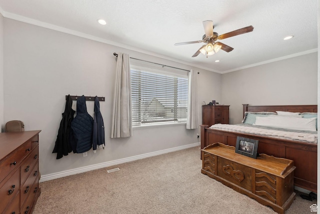 53 W 300 S, Midway, UT 84049 - bedroom with light carpet, ornamental molding, recessed lighting, and baseboards