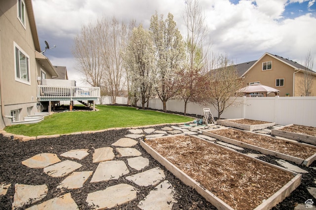 53 W 300 S, Midway, UT 84049 - view of yard featuring a deck, a garden, and a fenced backyard