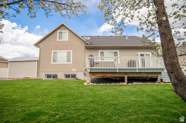 53 W 300 S, Midway, UT 84049 - back of property featuring a lawn, a deck, and stucco siding