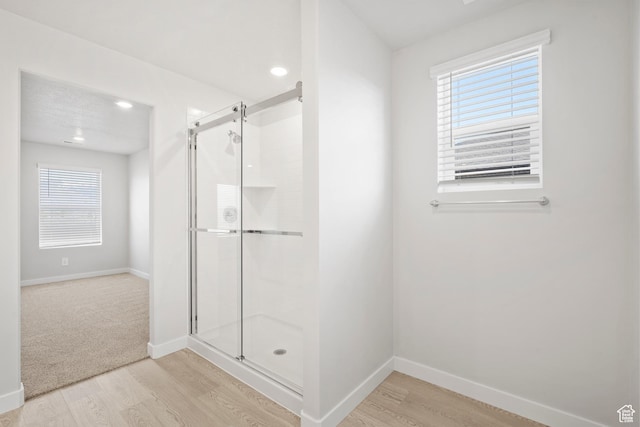 3452 S 3100 W Unit 152, West Haven, UT 84401 - full bathroom featuring recessed lighting, baseboards, wood finished floors, and a stall shower