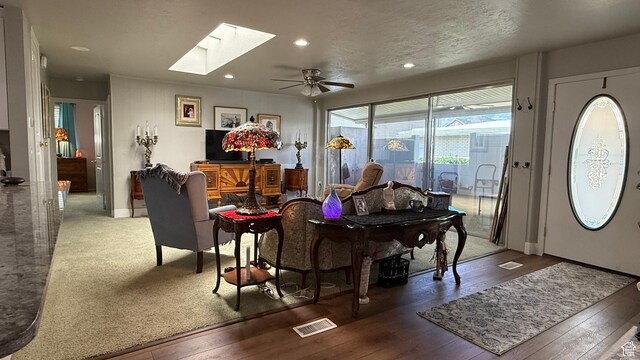 379 W 400 N Unit 7, Bountiful, UT 84010 - interior space with recessed lighting, wood-type flooring, ceiling fan, visible vents, and a skylight