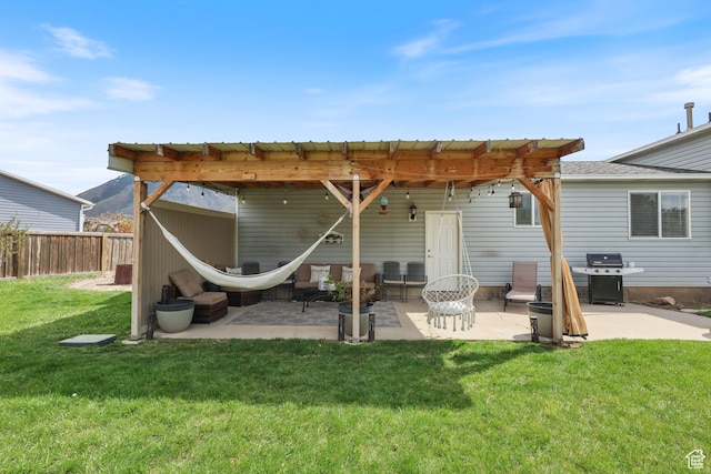 2627 E 1680 S, Spanish Fork, UT 84660 - rear view of property featuring fence, a pergola, a yard, and a patio area