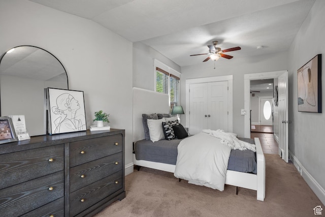 447 E Westminster Ave S, Salt Lake City, UT 84115 - bedroom featuring carpet, a closet, baseboards, and ceiling fan