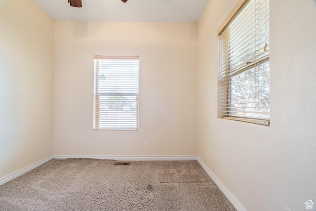 1059 S Ridge Rd, Cedar City, UT 84720 - carpeted empty room featuring ceiling fan, visible vents, and baseboards