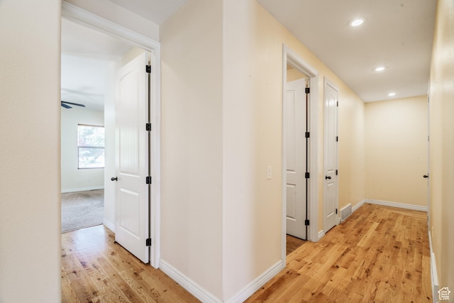 1059 S Ridge Rd, Cedar City, UT 84720 - corridor featuring baseboards, recessed lighting, visible vents, and light wood-style flooring
