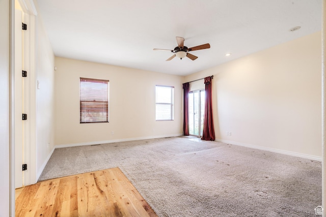 1059 S Ridge Rd, Cedar City, UT 84720 - spare room with baseboards, recessed lighting, light carpet, and ceiling fan