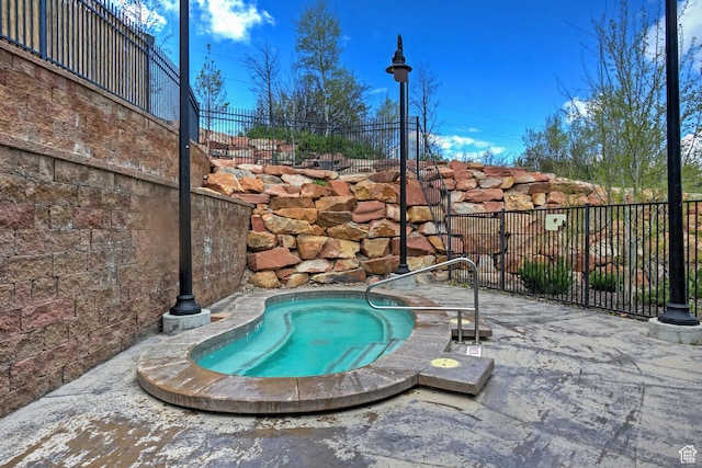 5519 N Lillehammer Ln Unit 1201, Park City, UT 84098 - view of swimming pool featuring fence and an in ground hot tub