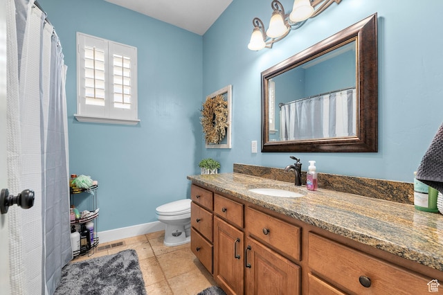 2277 W 900 N, Lehi, UT 84043 - full bathroom with vanity, toilet, visible vents, baseboards, and tile patterned flooring