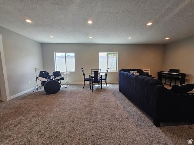 1013 W 90 S, Spanish Fork, UT 84660 - living area featuring carpet floors, recessed lighting, baseboards, and a textured ceiling