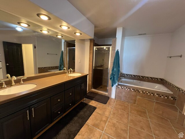 1307 E Brandy Ln S, Tooele, UT 84074 - bathroom with a shower stall, a garden tub, double vanity, and a sink