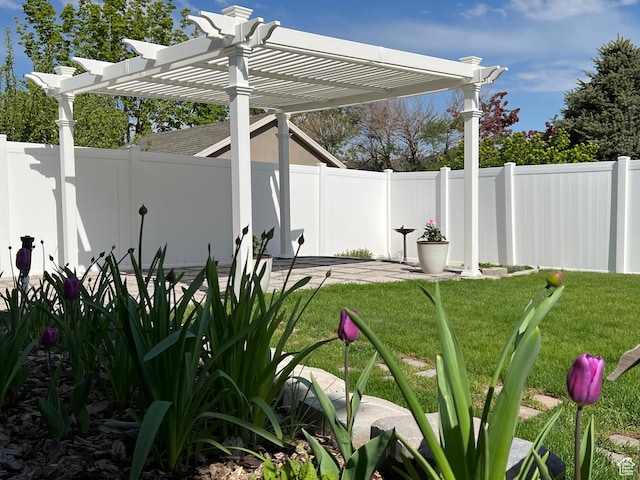 1307 E Brandy Ln S, Tooele, UT 84074 - view of yard featuring a pergola and a fenced backyard