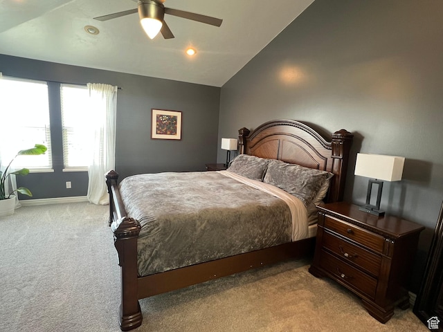 1307 E Brandy Ln S, Tooele, UT 84074 - bedroom with lofted ceiling, ceiling fan, light carpet, and baseboards
