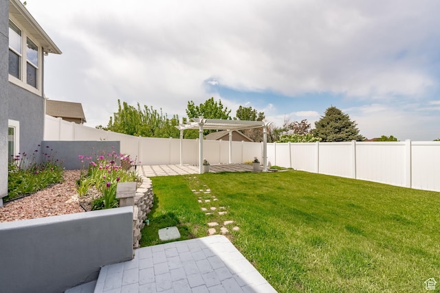 1307 E Brandy Ln S, Tooele, UT 84074 - view of yard featuring a pergola, a patio, and a fenced backyard