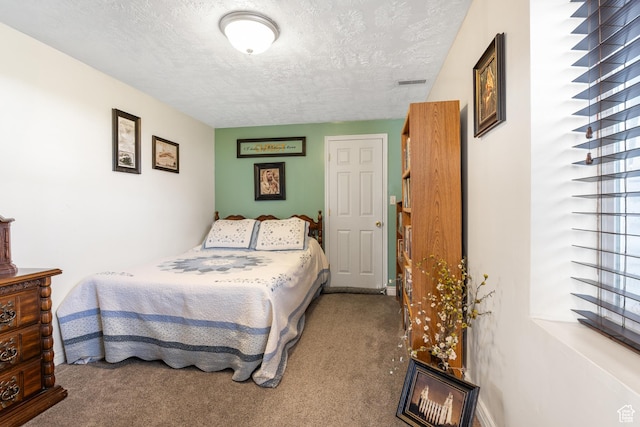 5036 W Cedar Point Peak Dr, Riverton, UT 84096 - bedroom featuring carpet flooring, a textured ceiling, and visible vents