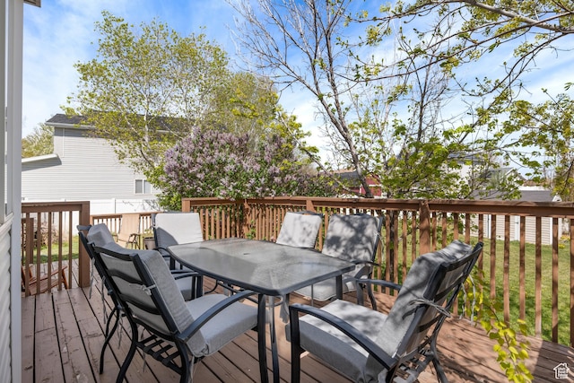 5036 W Cedar Point Peak Dr, Riverton, UT 84096 - wooden terrace with outdoor dining space